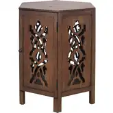 Seema Side End Table in Walnut Brown Finish Wood
